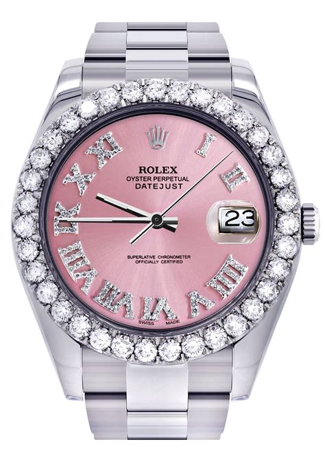 rolex pink roman dial oyster pink leather band|rolex oyster lady datejust.